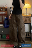 High Waist Wide Leg Cargo Pockets Pants
