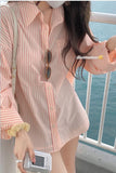 Long Sleeve Light Colors Striped Blouse Shirt