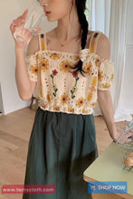Flower Embroidered Off Shoulder Crochet Knitted Shirt