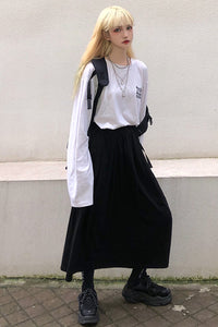 High Waist Solid Simple Long Skirts