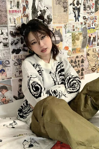 Long Sleeve Creative Ripped Knitted Sweater