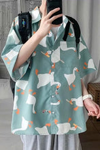 Short Sleeve Goose Cartoon Printed Blouse Shirts