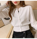 Long Sleeve Knitted Slim Cropped Cardigan Sweater