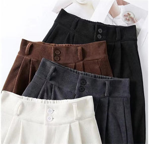 High Waist Wide Leg Long Corduroy Pants