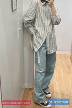 Long Sleeve Retro Tassel Style Striped Blouse Shirt