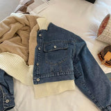 Long Sleeve Warm Denim Fleeced Jacket