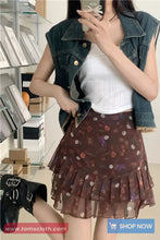 High Waist Floral Pattern Chiffon Mini Skirts