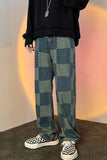 Loose Plaid Hip Hop Jeans Pants