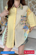 Short Sleeve Two Pattern Combination Blouse Shirts