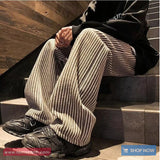 Loose Retro Vertical Striped Men Pants