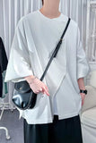 Loose Three Quarter Sleeve Irregular Button Men Shirts