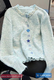 Long Sleeve Ocean Theme Buttons Cardigan Sweater