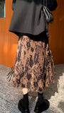 High Waist Tie Dye Pattern Long Corduroy Skirts