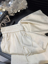 Loose Small Pearls Button Wide Leg Pants