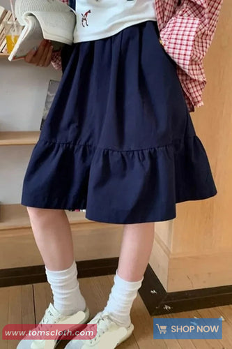 Casual A-Line Elastic Waist Mini Skirts
