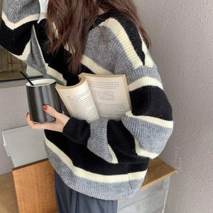 Striped Knitted Loose Casual Sweater