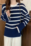Flare Sleeve Retro Striped Knitted Sweater