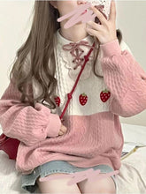 Loose Strawberry Embroidered Knitted SweaterLoose Strawberry Embroidered Knitted Sweater