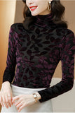 High Neck Leaf Pattern Elegant Shirts