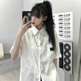 Short Sleeve Chinese Dragon Pattern Blouse Shirts