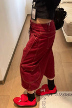High Waist Loose Burgundy Colors Denim Shorts