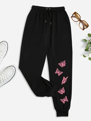 Casual Butterfly Printed Jogger Pants