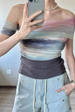 off shoulder crop top women, tie dye striped top, sexy cropped shirt women, slim fit crop top, y2k fashion top, aesthetic outfit top, trendy summer crop top, streetwear women top