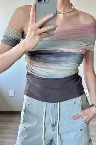 off shoulder crop top women, tie dye striped top, sexy cropped shirt women, slim fit crop top, y2k fashion top, aesthetic outfit top, trendy summer crop top, streetwear women top