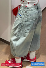 High Waist Retro Style Knee Length Jeans Pants