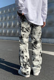 Hip Hop Black White Tie Dye Jeans Pants