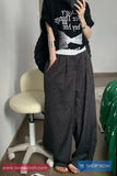 Loose Elegant Black Striped Office Pants