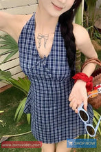 Vintage A-Line Sleeveless Plaid Mini Dress