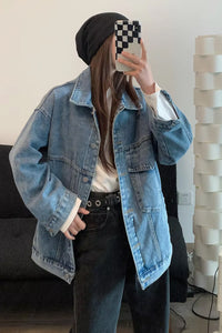 Long Sleeve Loose Style Casual Denim Jeans Jacket