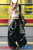 Loose Wide Leg Plaid Patchwork Cargo Pants