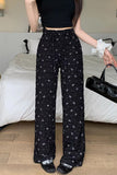 High Waist Cute Little Bow Pattern Long Pants