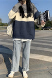 Long Sleeve O-Neck Big Striped Casual Sweater