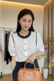 Short Sleeve O-Neck Retro Blouse Shirt