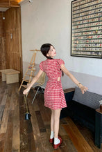 Vintage Red Plaid Slim Mini Dress