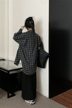 Long Sleeve Grey Plaid Pattern Blouse Shirts