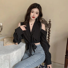 Long Sleeve Sexy Off Shoulder V-Neck Blouse Shirt