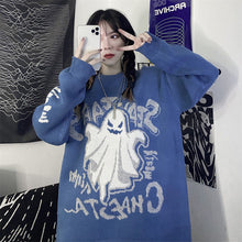 Loose Retro Ghost Printed Sweater