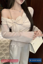 3D Bow Flare Sleeve Elegant Blouse Shirt