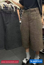 High Waist Knee Length Faux Fur Loose Pants