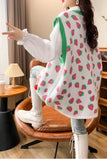 Strawberry Pattern Sleeveless Vest Knitted Sweater