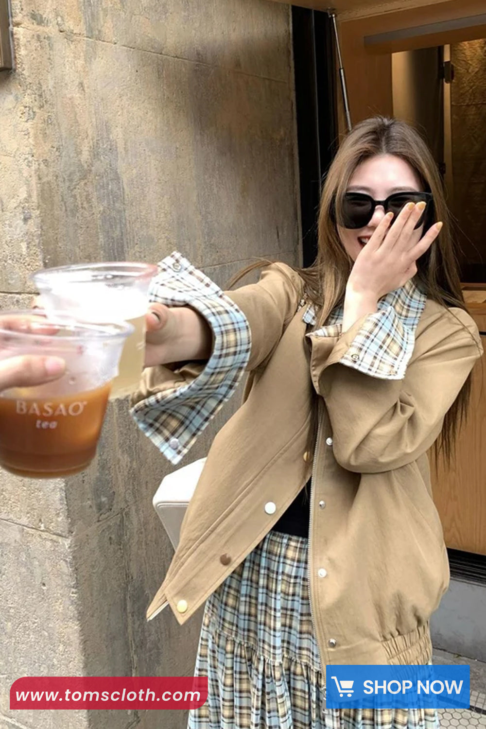 Long Sleeve Plaid Patchwork Cargo Jacket