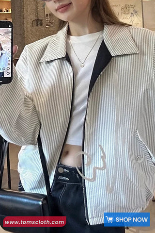 Long Sleeve Two Style Combined Collar Zipper Jacket