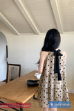 Loose Halter Retro Polka Dot Pattern Mini Dress
