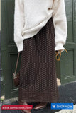 Vintage Polka Dots Pattern Long Brown Skirts