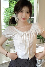 Short Sleeve Bow Knot Cute Cropped Slim Shirts