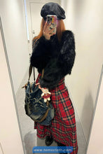 High Waist Mid Length A-Line Red Plaid Skirts